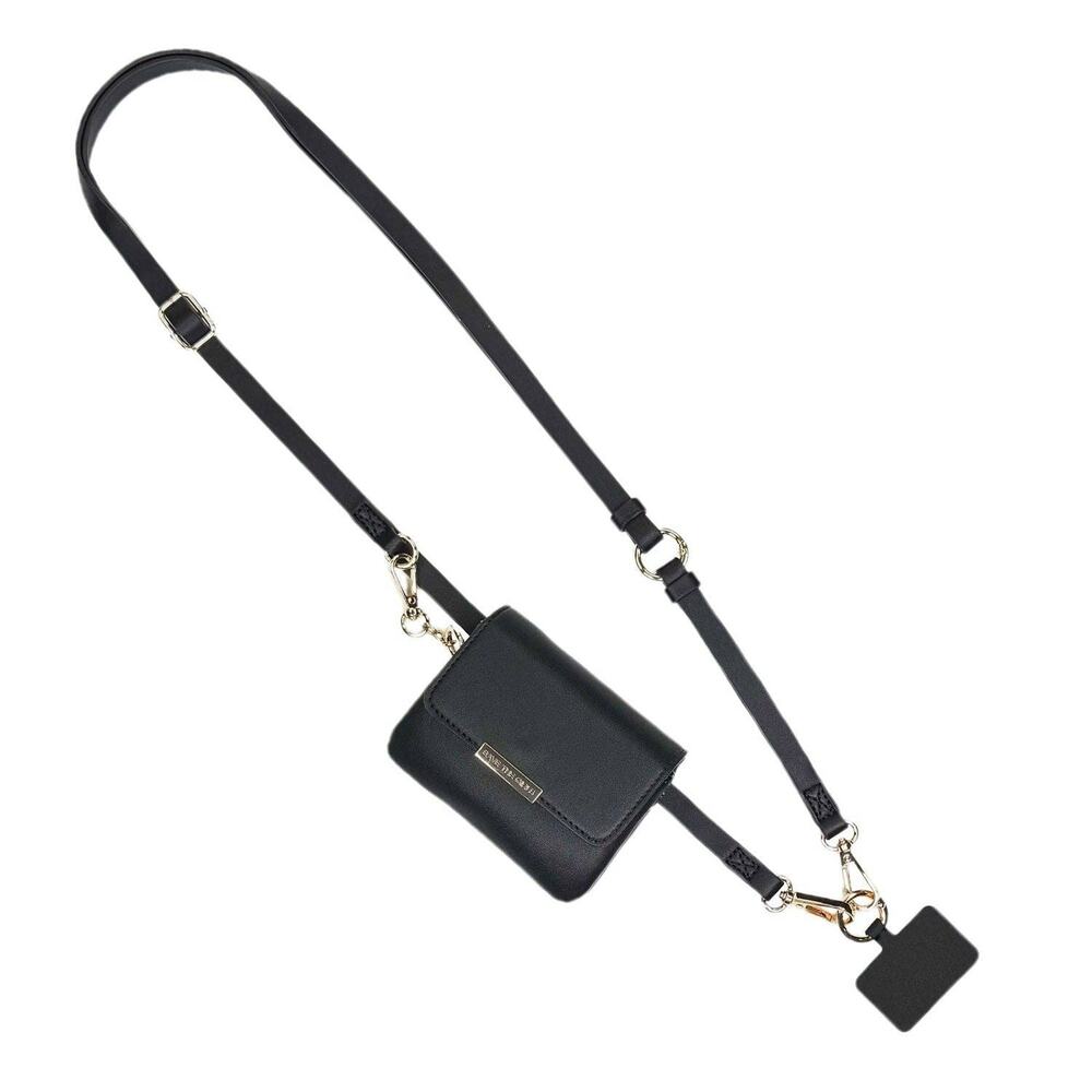 Clip & Go Unique RFID Crossbody Phone Carrier | Black Vegan Leather